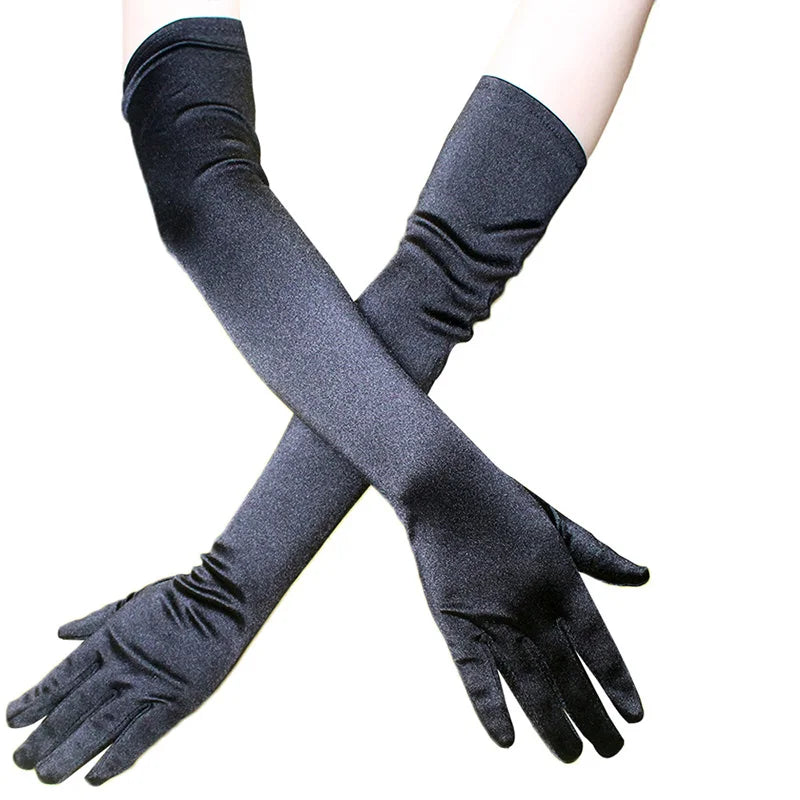 Opera/Elbow/Wrist Stretch Satin Finger Long Gloves