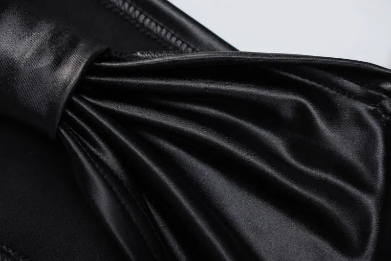 Spaghetti Strap Tube Top Spring Leather Crop Tank Top