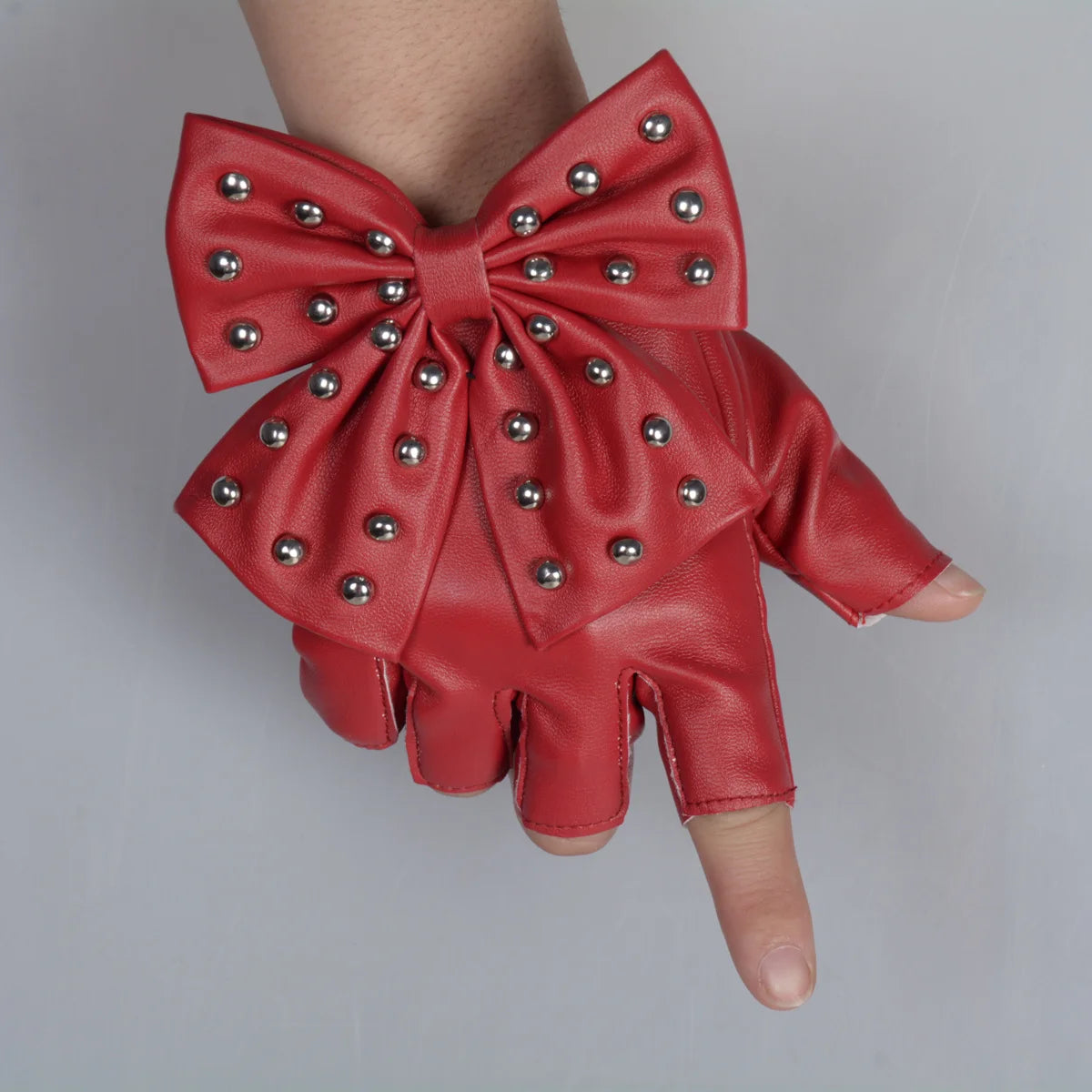 Women Bow Rivet Gloves