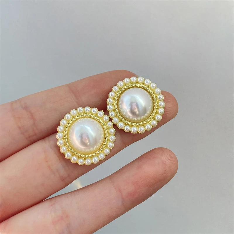 Shiny Pearl Stud Earrings
