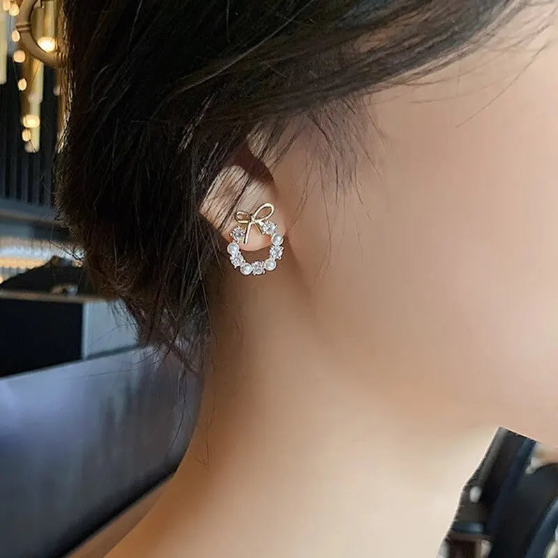 Minimalist Round Bow Knot Earrings