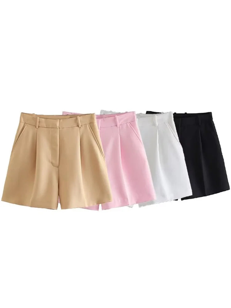 Front Zipper Shorts Vintage High Waist