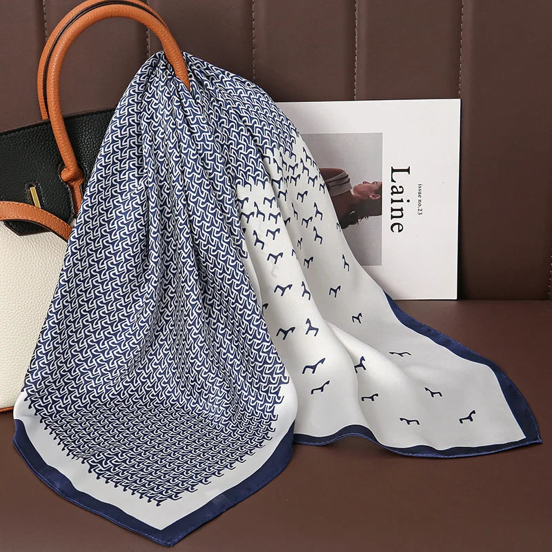 Print Satin Silk Square Scarf