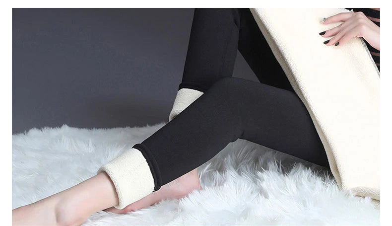 Women Lamb Fleece Legging Seamless High Waist