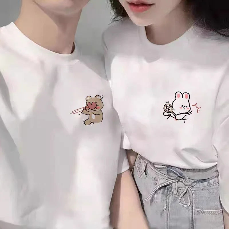 Tennis Rabbit Print Couple T-Shirts