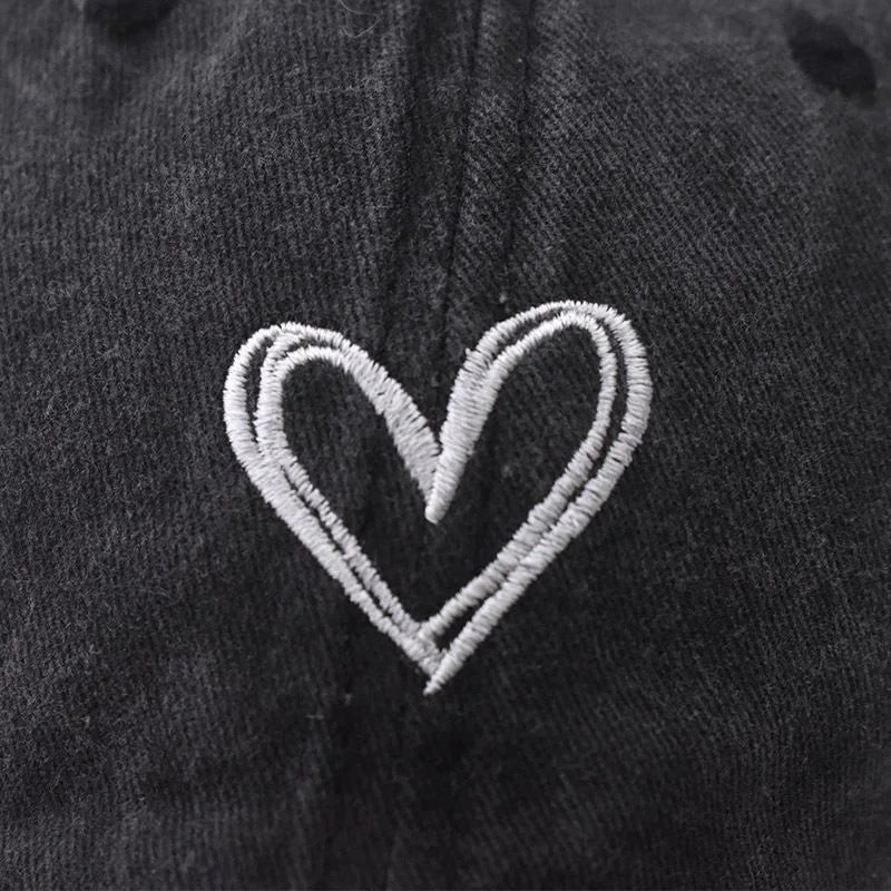 Love Heart Embroidery Cotton Baseball Cap