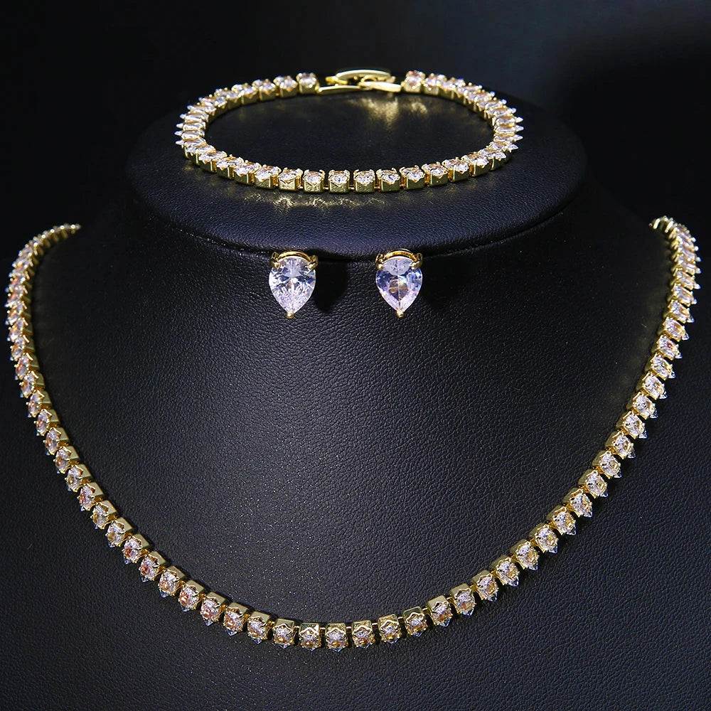 Bridal Necklace Earrings Party Jewelry Set for Women