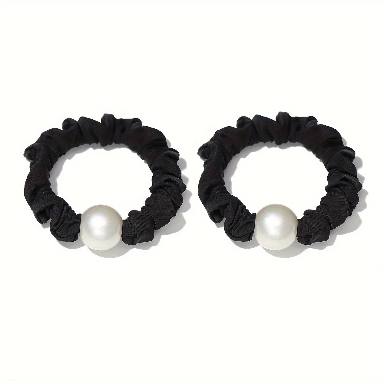 2pcs/set Pearl Skinny Scrunchies Hair Tie