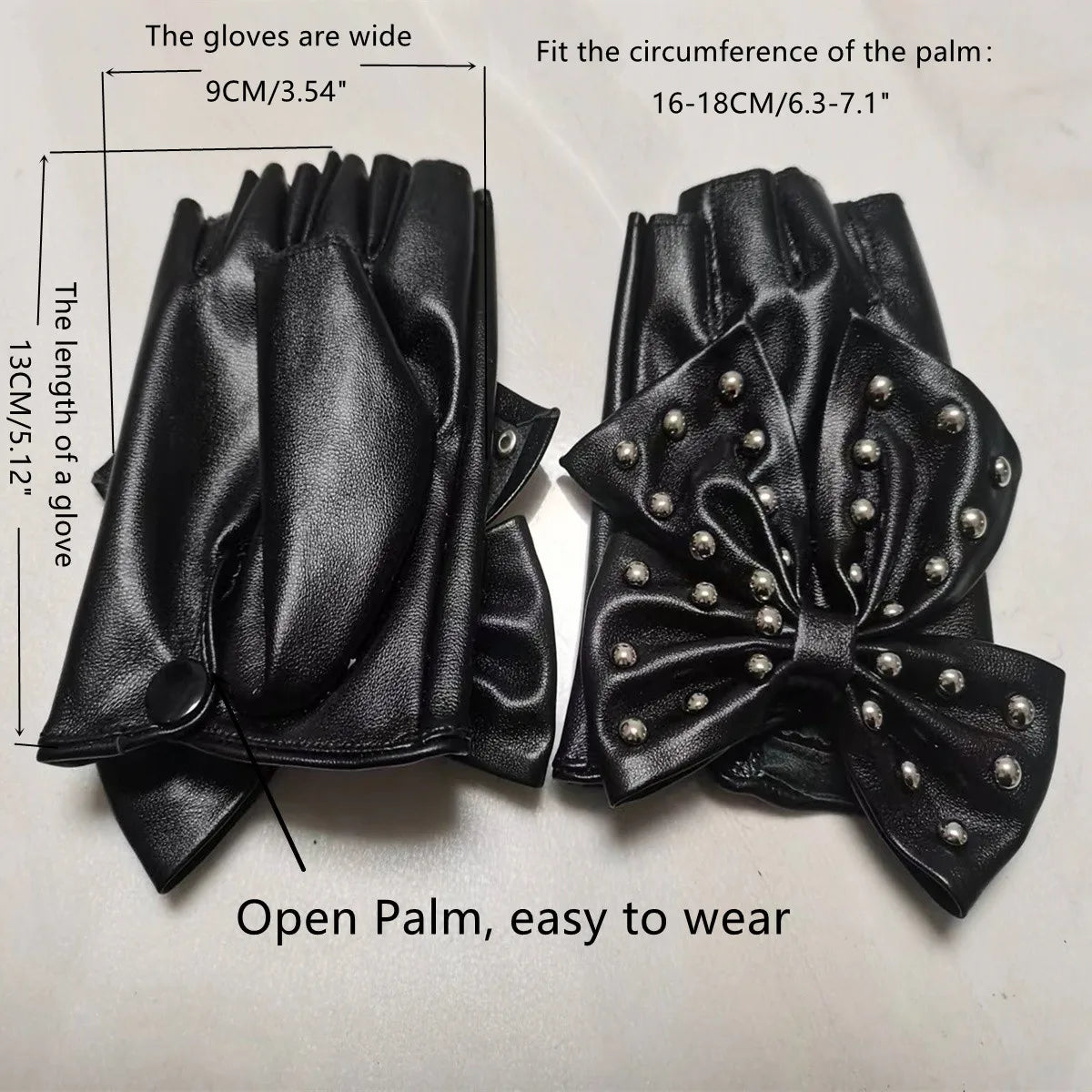 Women Bow Rivet Gloves