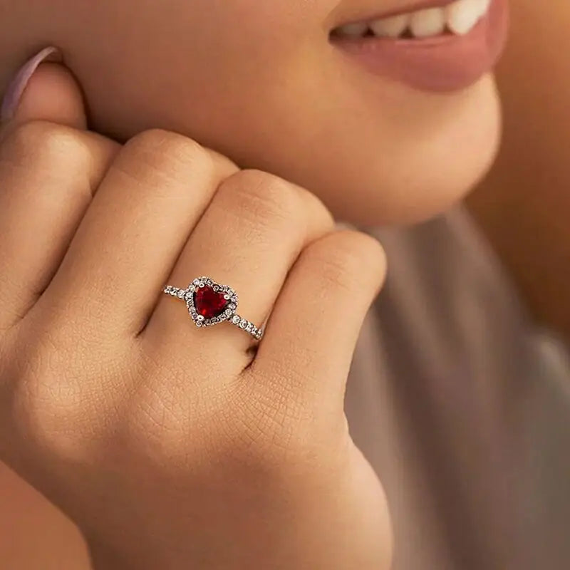 Zircon Shiny Love Heart Ring