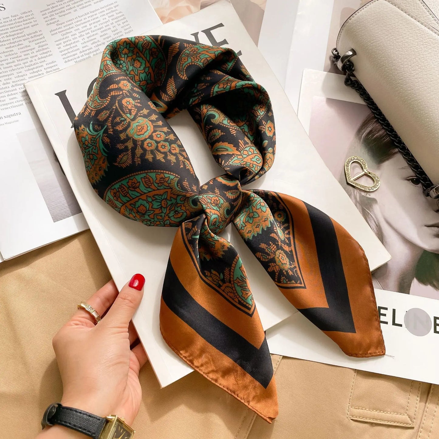 70X70cmPrinted Women's Scarf Pashmina Silk Scarf