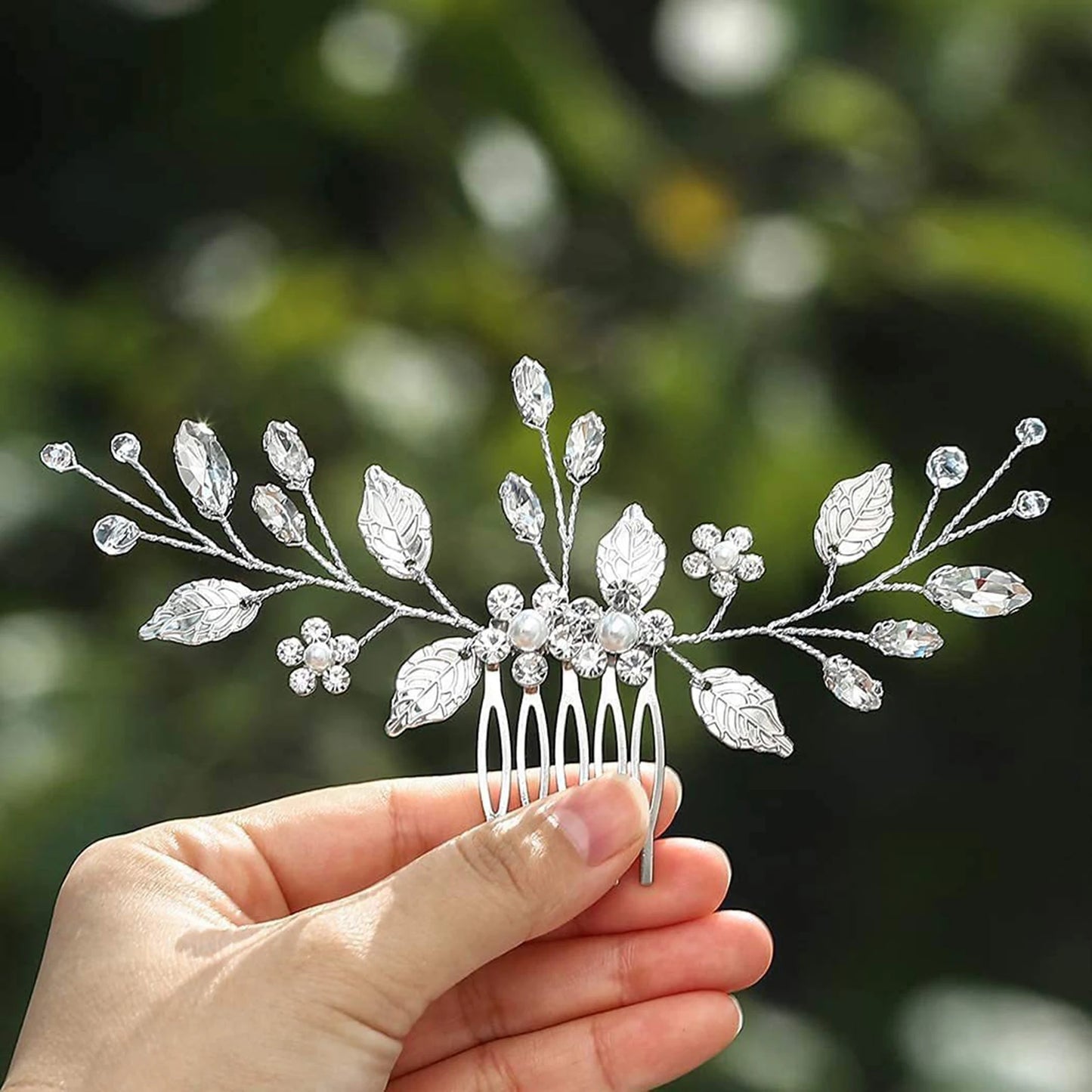 Crystal Pearl Hair Comb Clip Pin