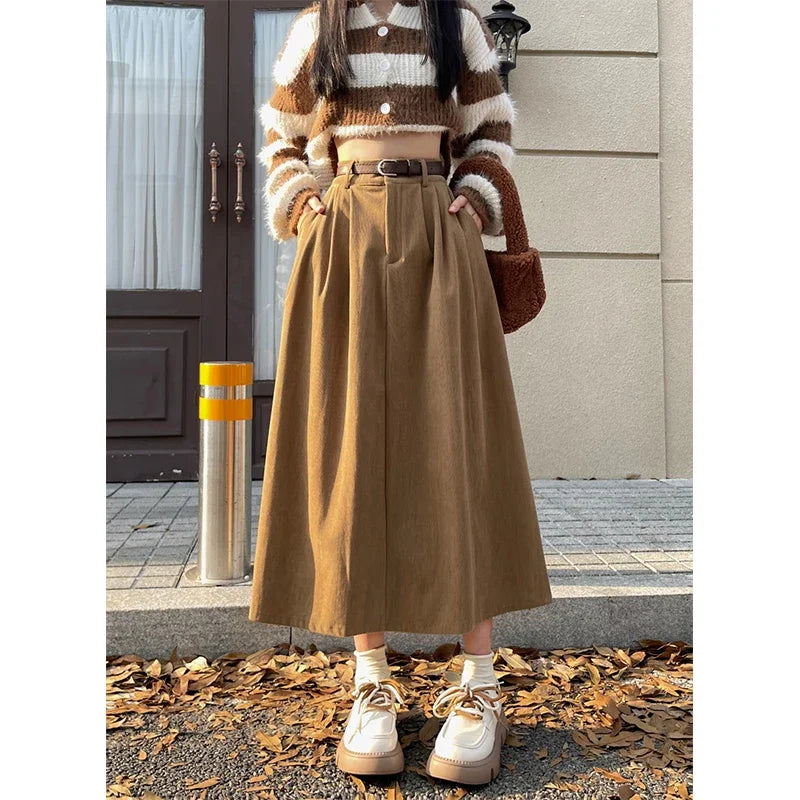 Midi Skirt Women High Waist
