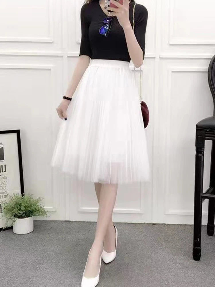 Chic High Waist Black Party Faldas