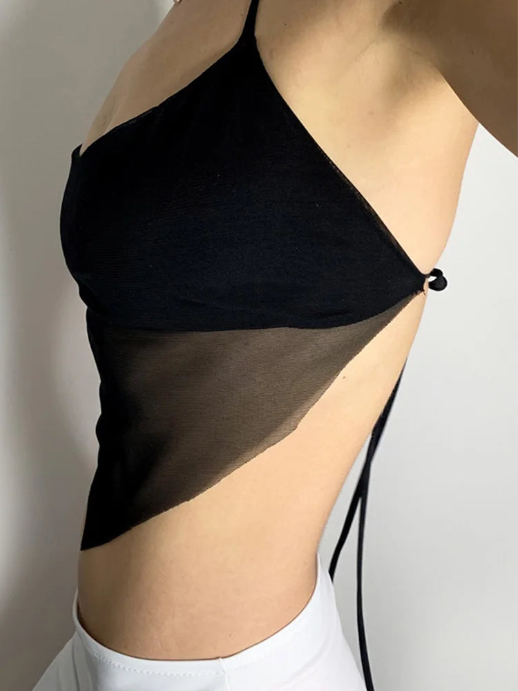 V-neck Backless Korean Solid Crop Tops