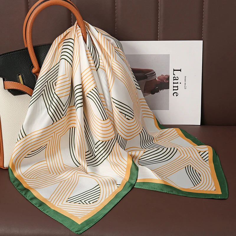 Print Satin Silk Square Scarf
