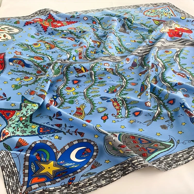 90*90Cm Square Scarf Twill Silk Bandana Pashmina
