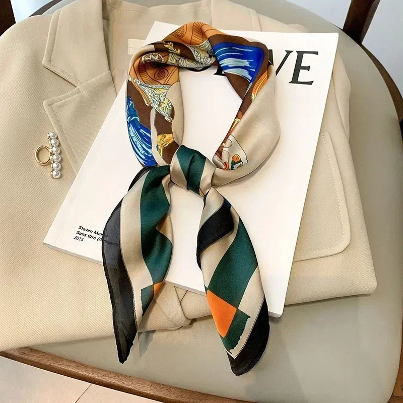 Luxury Design Print Silk Square Scarf