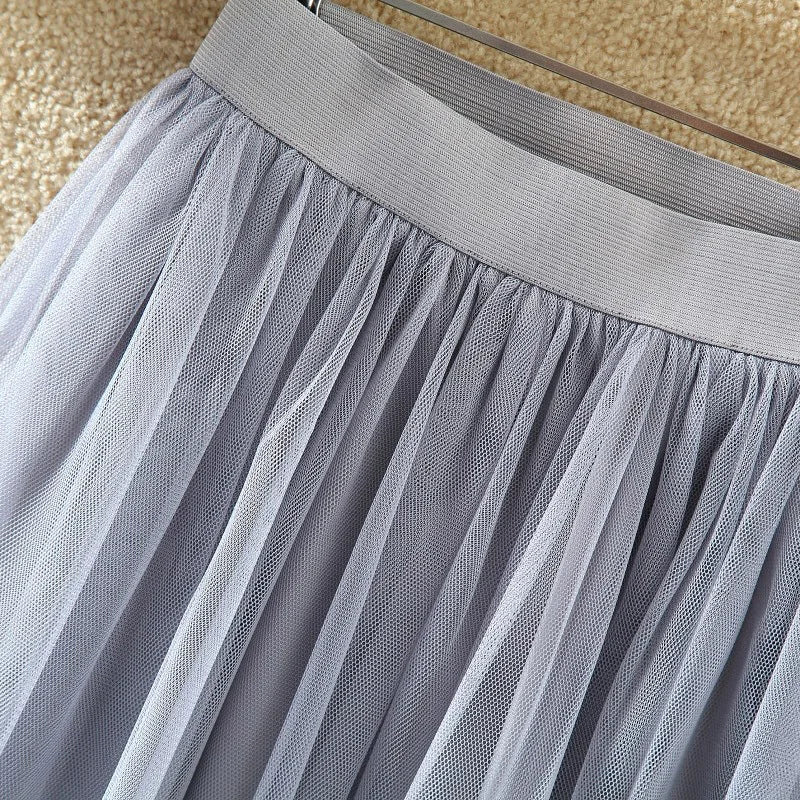 High Waist Mesh Pleated Skirts
