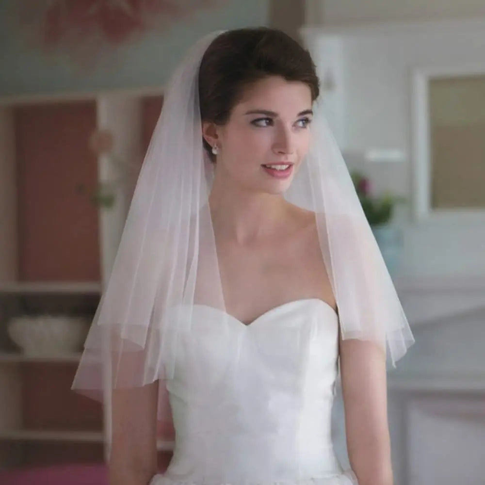 Short Wedding Veil With Comb Mariage Accessories