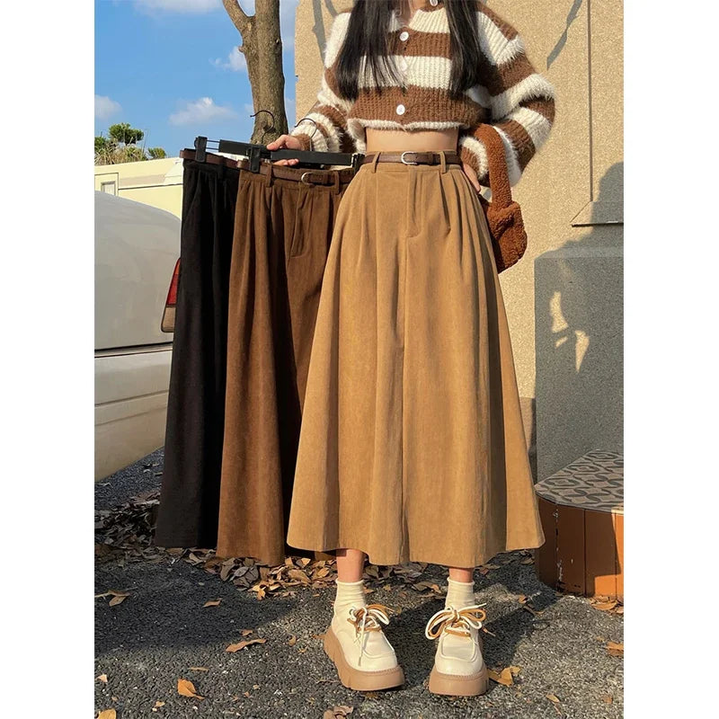 Midi Skirt Women High Waist