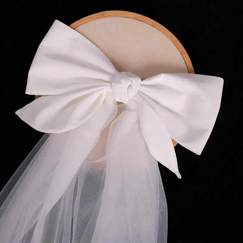 Elegant Bridal Wedding Headdress Double Layer Mesh Tulle White Color