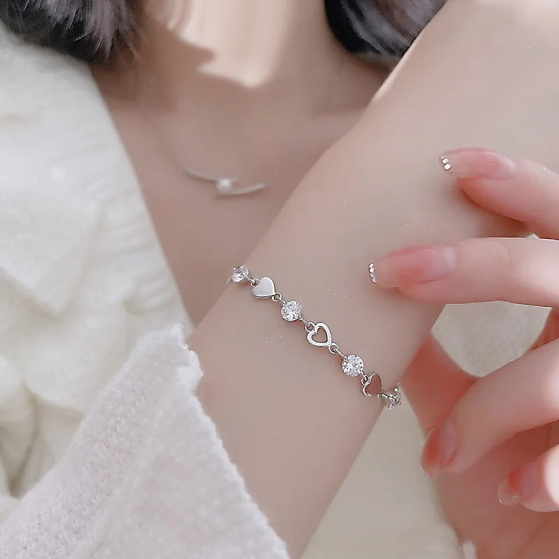 925 Sterling Silver Heart Shaped Bracelet