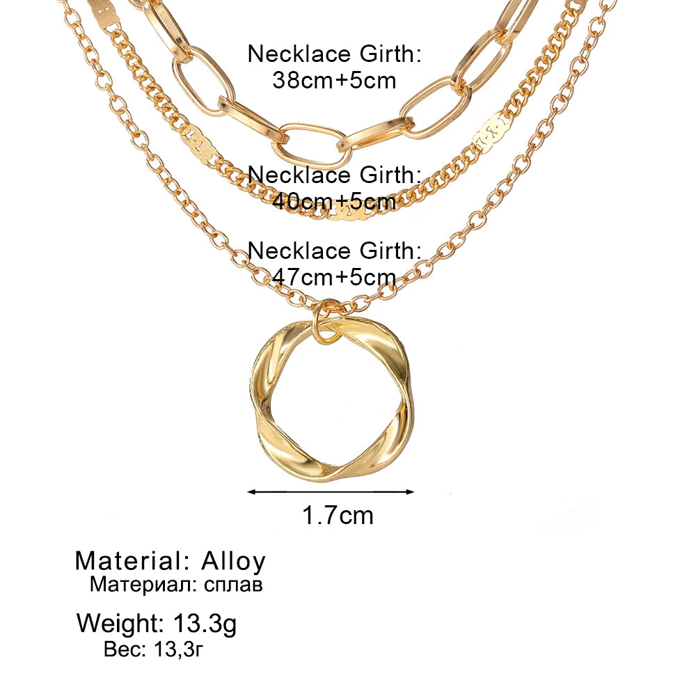 Gold Color Multi Layered Chains
