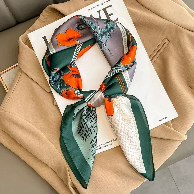 Luxury Design Print Silk Square Scarf