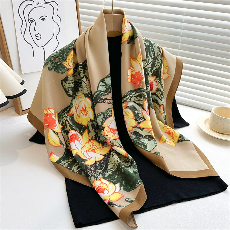 90*90Cm Square Scarf Twill Silk Bandana Pashmina