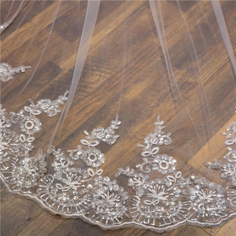 Wholesale white Ivory 3*3 Meter Cathedral wedding veils