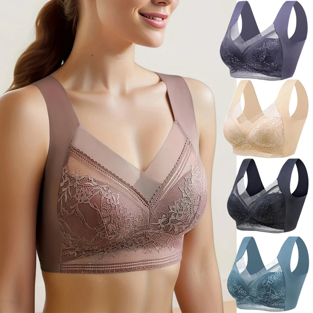 Women Large Bra Push Up Ice Silk Seamless