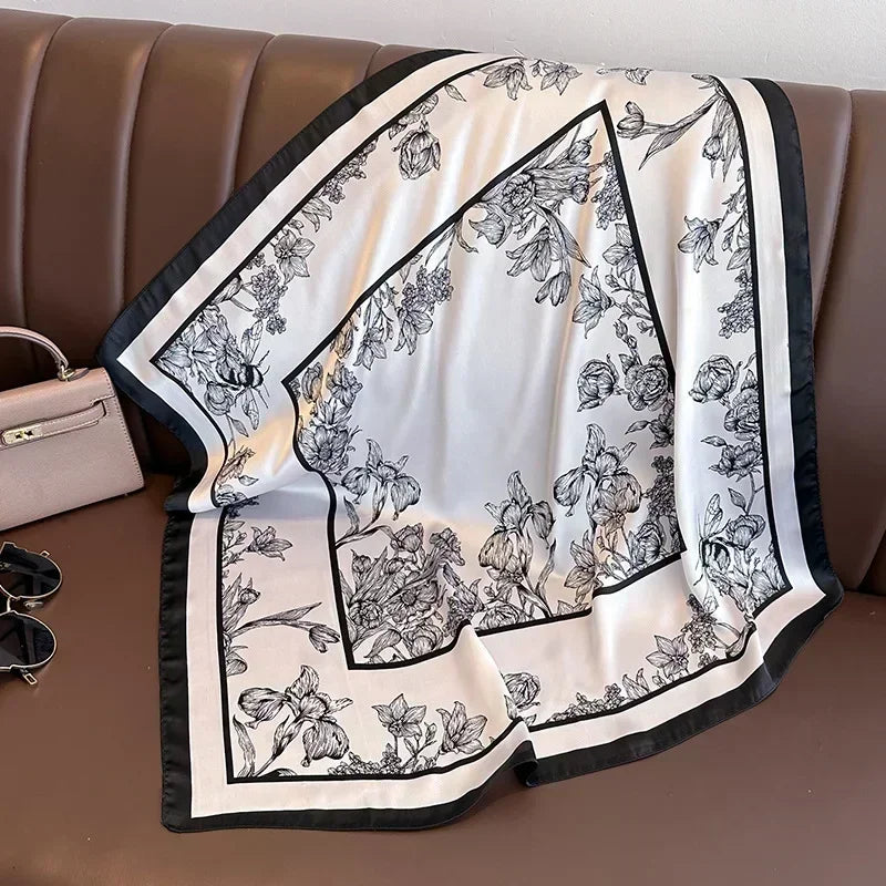 Luxury Design Print Silk Square Scarf