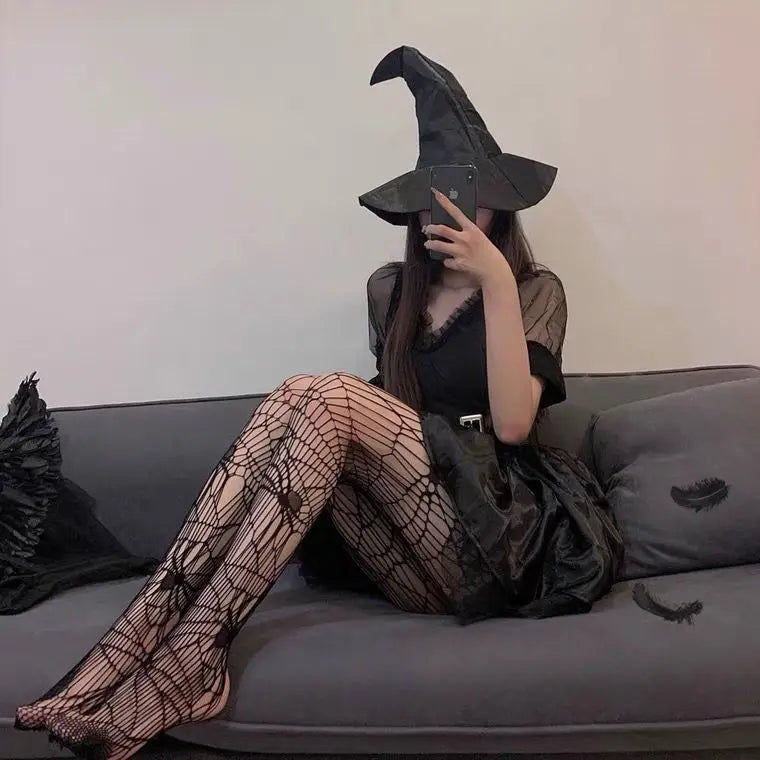 Snake Tights Women Anime Pantyhose Black Mesh Fishnet Stockings