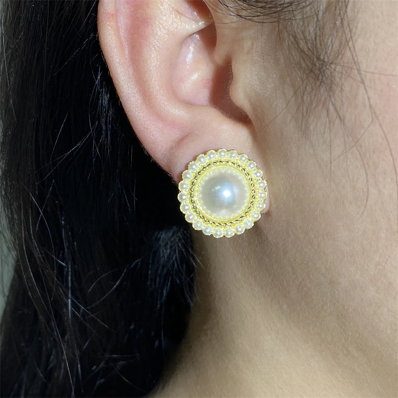 Shiny Pearl Stud Earrings