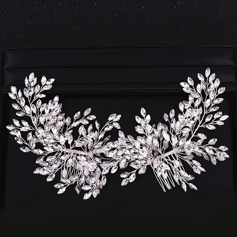 Silver Color Flower Pearl Crystal Wedding Hair Comb
