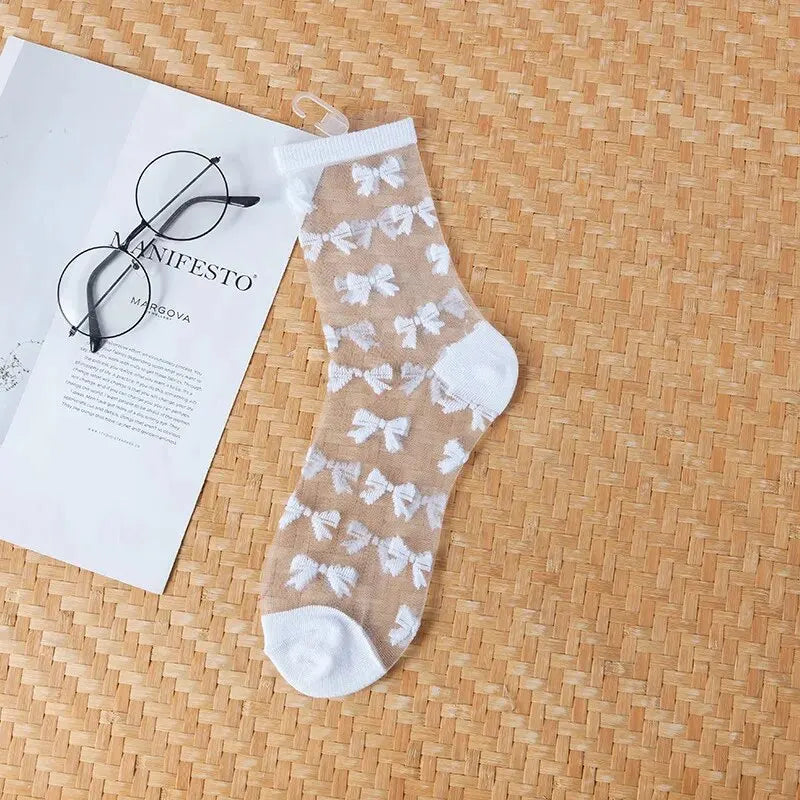 New WOMEN'S Socks Fashion Tulle Mesh Glass