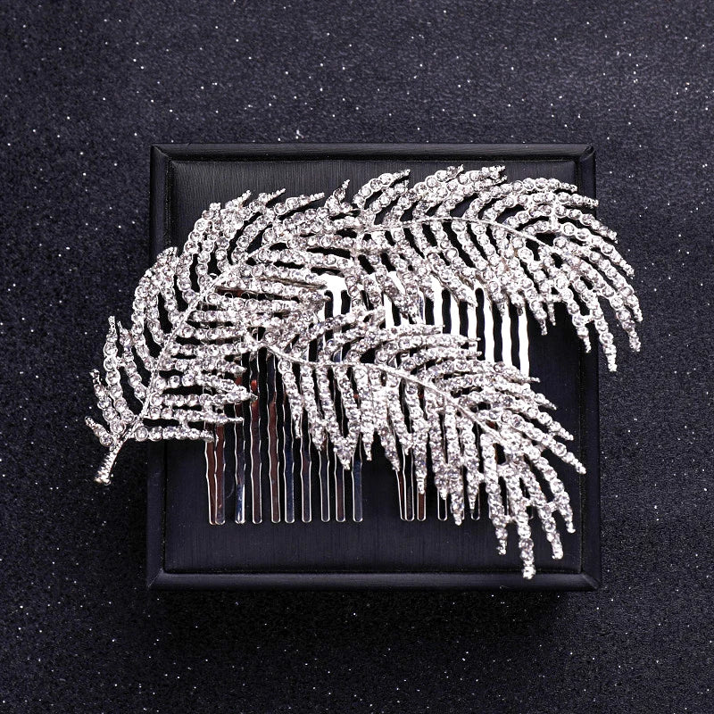 Silver Color Flower Pearl Crystal Wedding Hair Comb