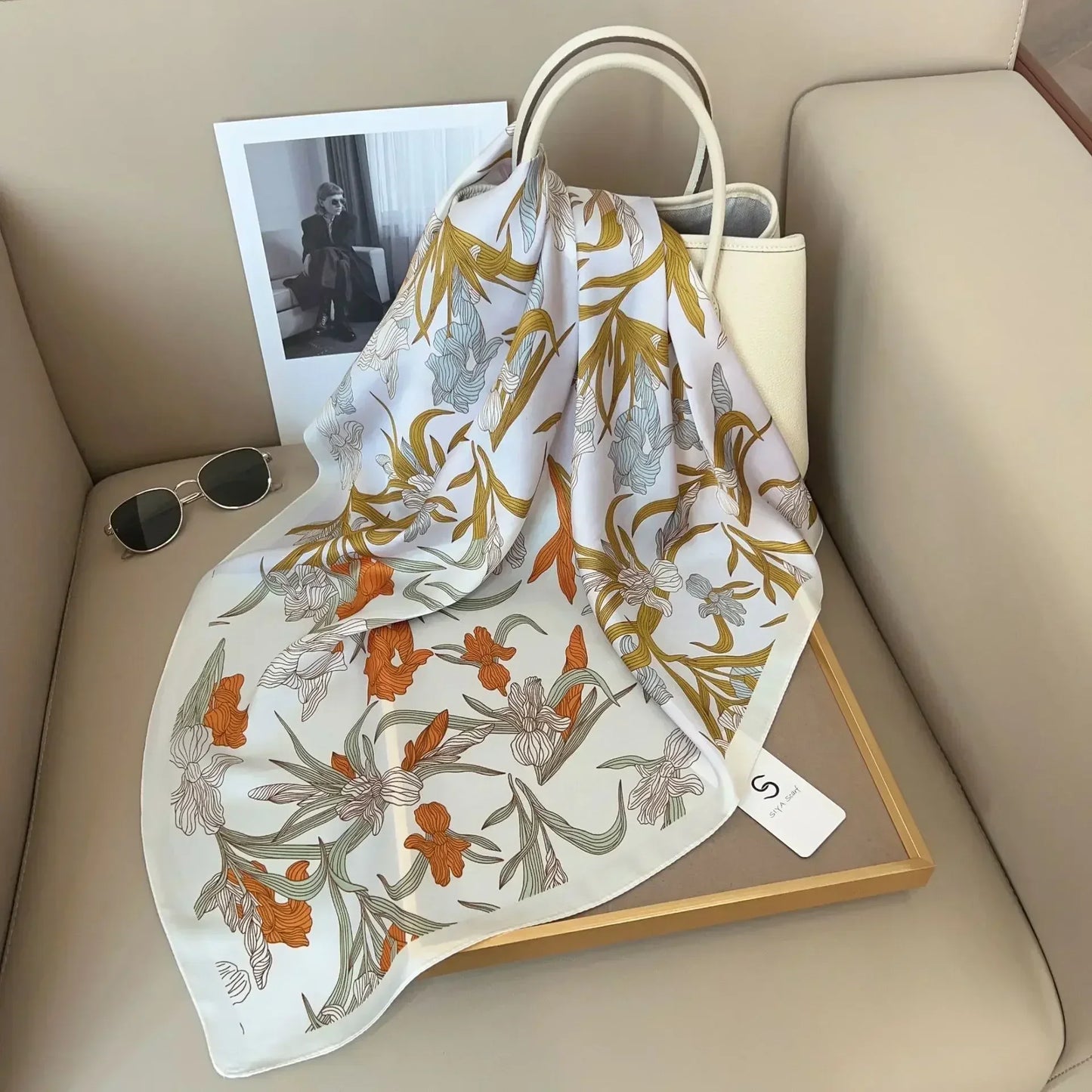 Luxury Design Print Silk Square Scarf