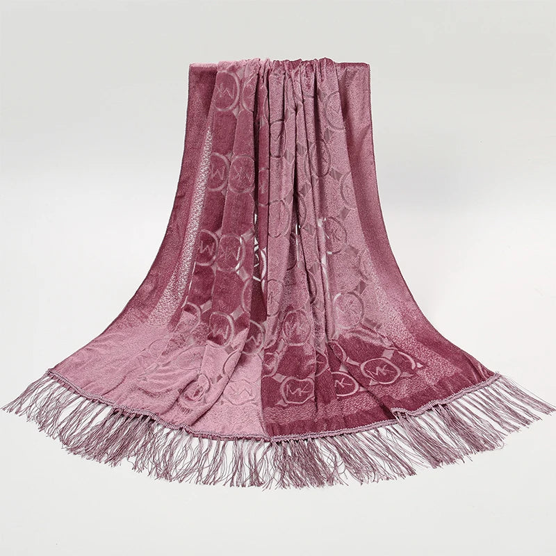 Hollow Lace Gradient Flower Silk Scarf