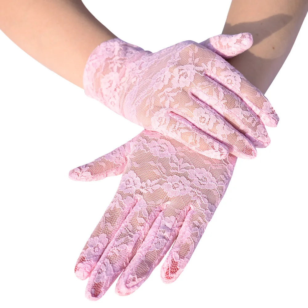 Women Vintage Sheer Short Lace Gloves