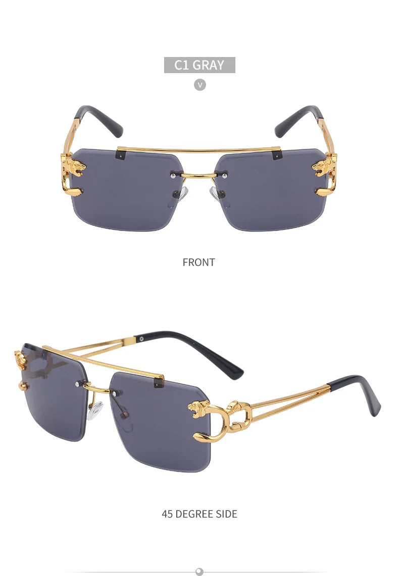 Fashion Metal Leopard Rimless Sunglasses