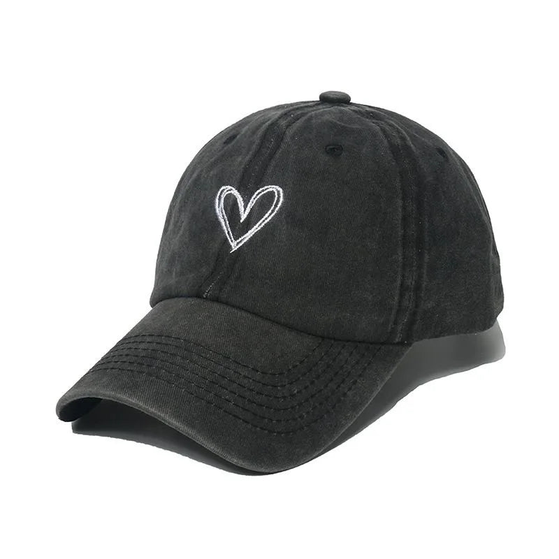 Love Heart Embroidery Cotton Baseball Cap