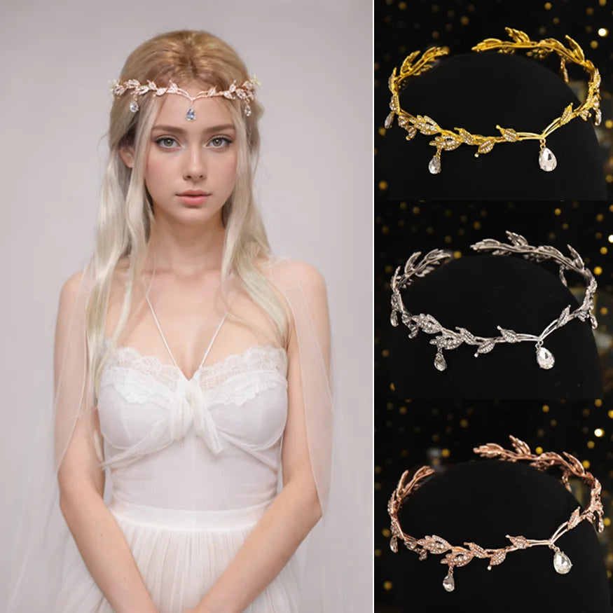 Vintage Fairy Crown Tiaras Crystal Leaves