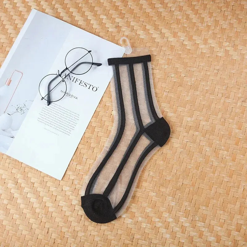 New WOMEN'S Socks Fashion Tulle Mesh Glass