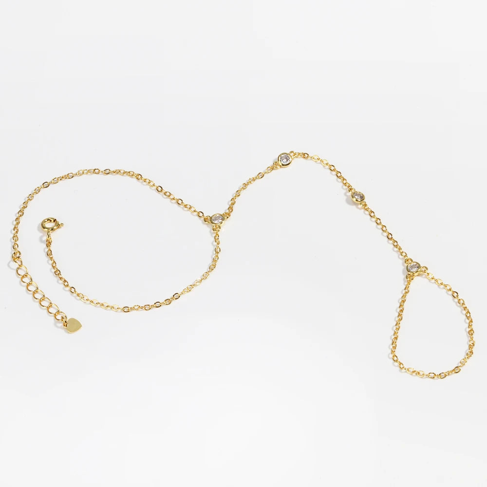 18K Gold plated Stainless Steel Hand Chain Bracelet