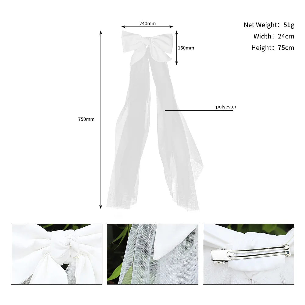 Elegant Bridal Wedding Headdress Double Layer Mesh Tulle White Color