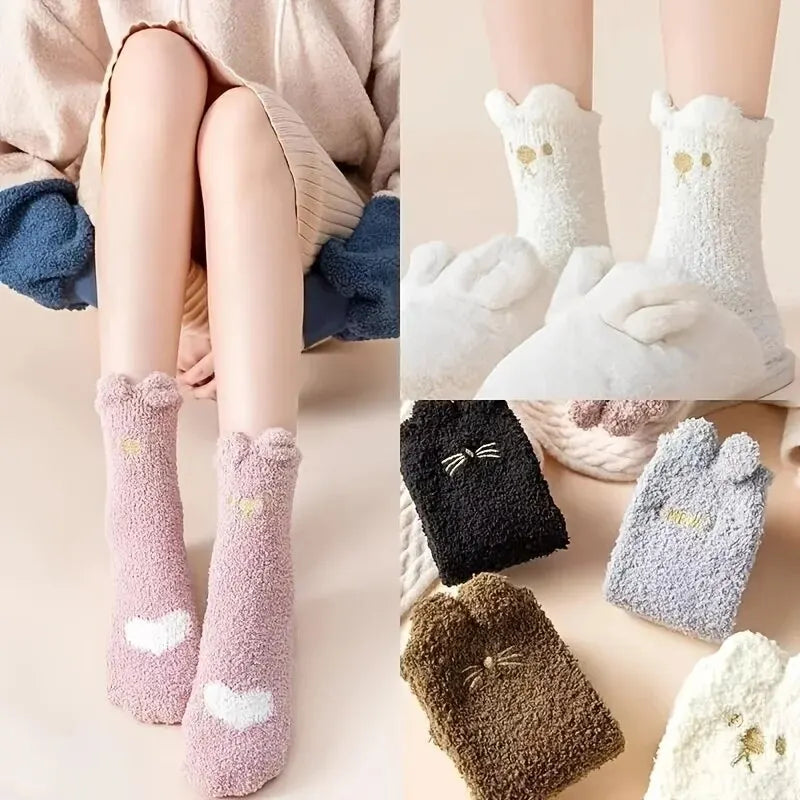Warm & Fuzzy Cartoon Animal Socks
