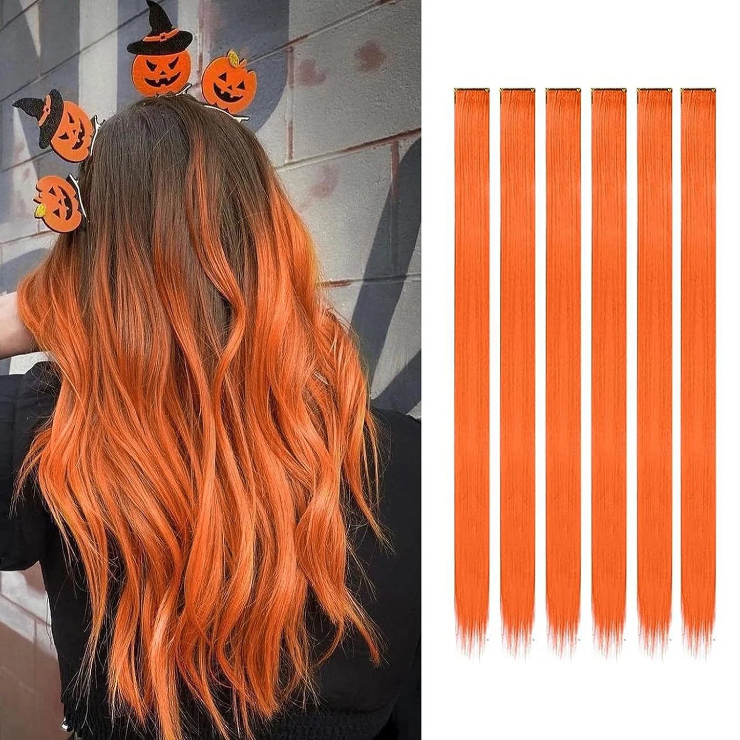 6pcs/pack Colored Party Highlights Clip in Hair Extensions