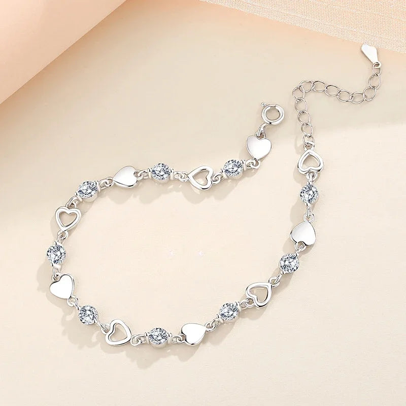 925 Sterling Silver Heart Shaped Bracelet